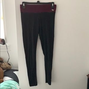 PINK black leggings with maroon band